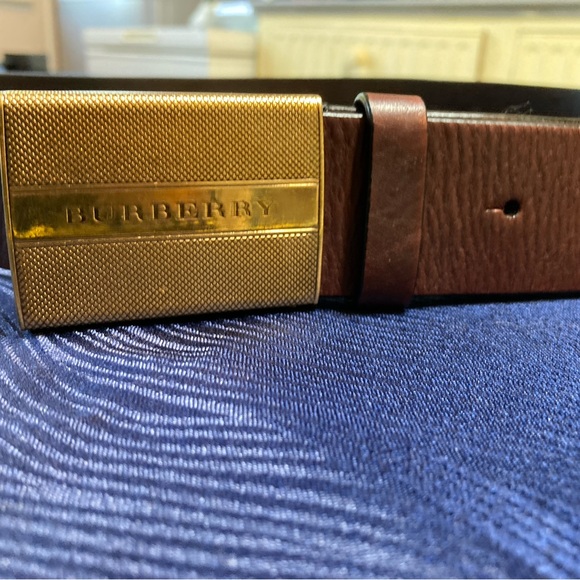 Vintage Burberry Unisex Leather Belt with Brass Sliding Buckle 100cm - Picture 8 of 11